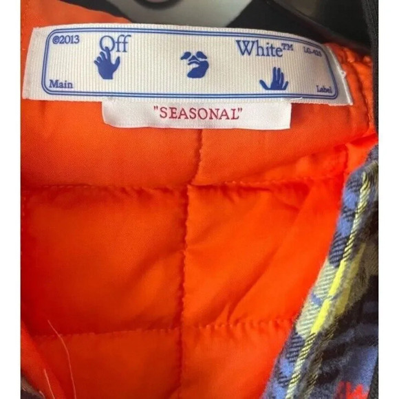 OFF WHITE Embroidered Flannel Padded Jacket size medium men’s coat NEW - Picture 6 of 15